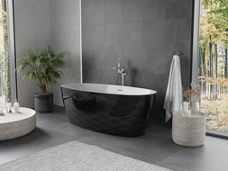 Mexen Olea cadă de sine stătătoare model 170 x 80 cm, alb/negru, preaplin gri armă periat - 52821708075-66