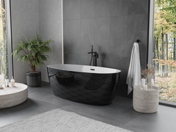 Cadă freestanding Mexen Olea model 170 x 80 cm, alb/negru, preaplin negru - 52821708075-70