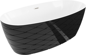 Mexen Olea cadă freestanding model 170 x 80 cm, alb/negru, revărsare nichel periat - 52821708075-97