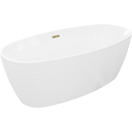 Mexen Lira cadă de sine stătătoare model 170 x 80 cm, albă, preaplin auriu - 52831708000-50