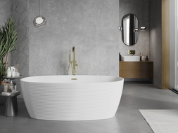 Mexen Lira cadă de sine stătătoare model 170 x 80 cm, albă, preaplin auriu periat - 52831708000-55