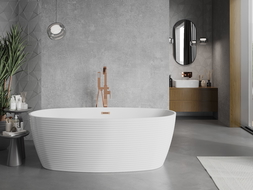 Mexen Lira cadă de baie independentă model 170 x 80 cm, albă, preaplin aur roz - 52831708000-60