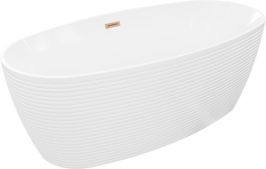 Mexen Lira szabadon álló kád minta 170 x 80 cm, fehér, kefélt réz túlfolyó - 52831708000-65