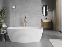 Mexen Lira cadă freestanding model 170 x 80 cm, albă, preaplin cupru periat - 52831708000-65
