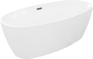 Mexen Lira cadă de baie de sine stătătoare model 170 x 80 cm, albă, preaplin gri armă periat - 52831708000-66