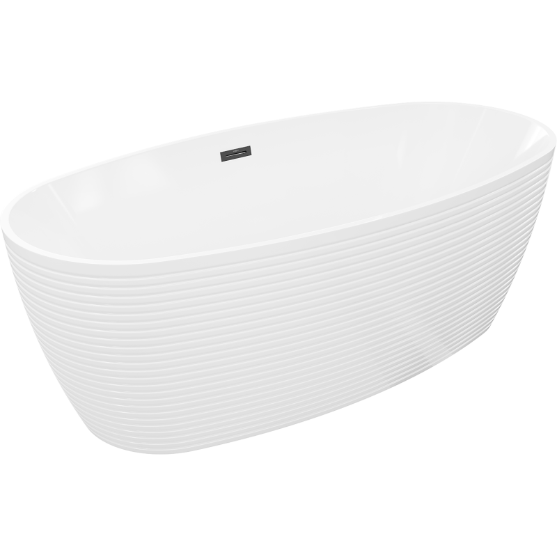 Mexen Lira szabadon álló kád 170 x 80 cm, fehér, fekete túlfolyó - 52831708000-70