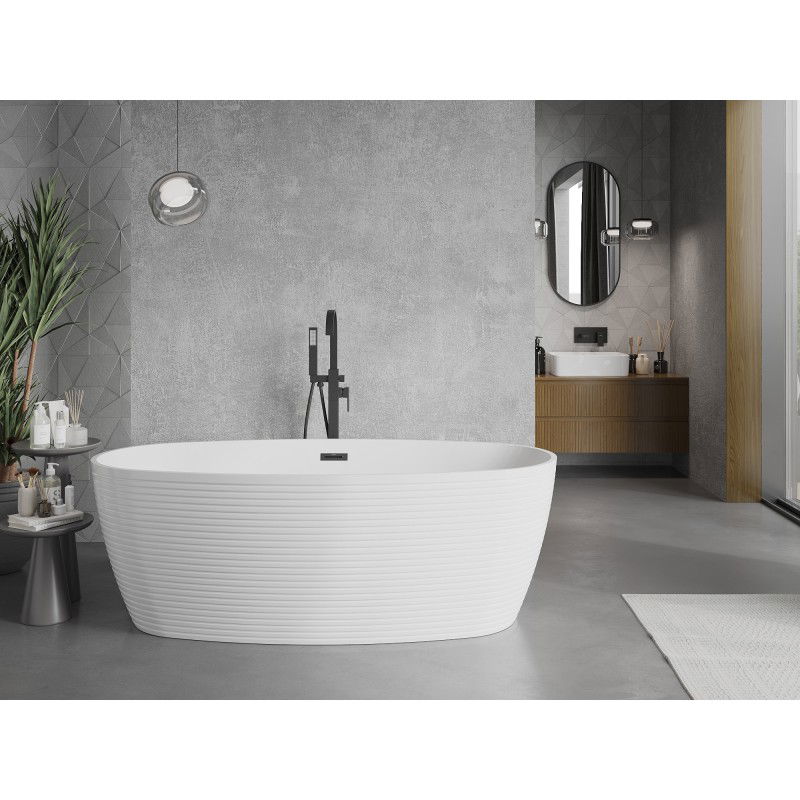 Mexen Lira cadă freestanding model 170 x 80 cm, albă, preaplin negru - 52831708000-70