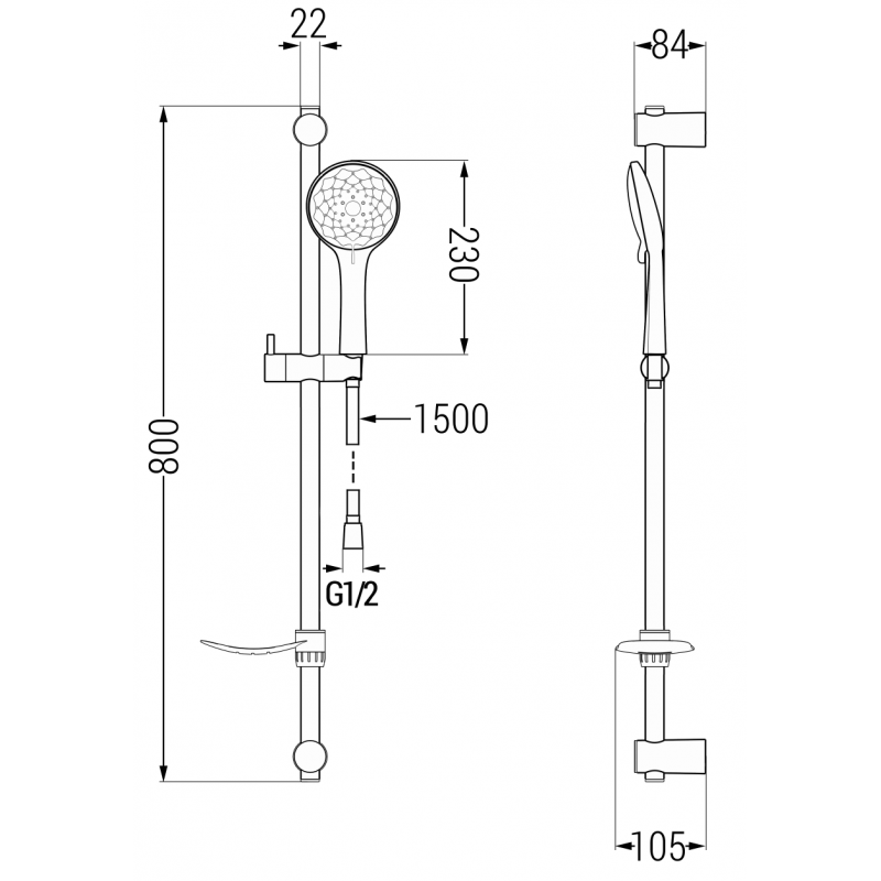 Mexen DF74 set duș glisant, crom - 785744582-00