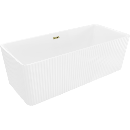 Mexen Nila cadă freestanding canelată 170 x 75 cm, albă, preaplin auriu - 52841708000-50
