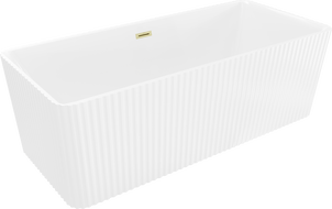 Mexen Nila szabadon álló bordázott kád 170 x 75 cm, fehér, arany kefélt túlfolyó - 52841708000-55