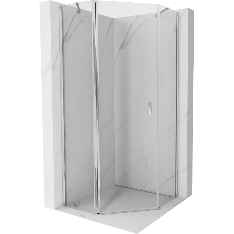 Mexen Mist cabină de duș pentagonală batantă 80 x 80 cm, transparent, crom - 8A8-080-080-01-00
