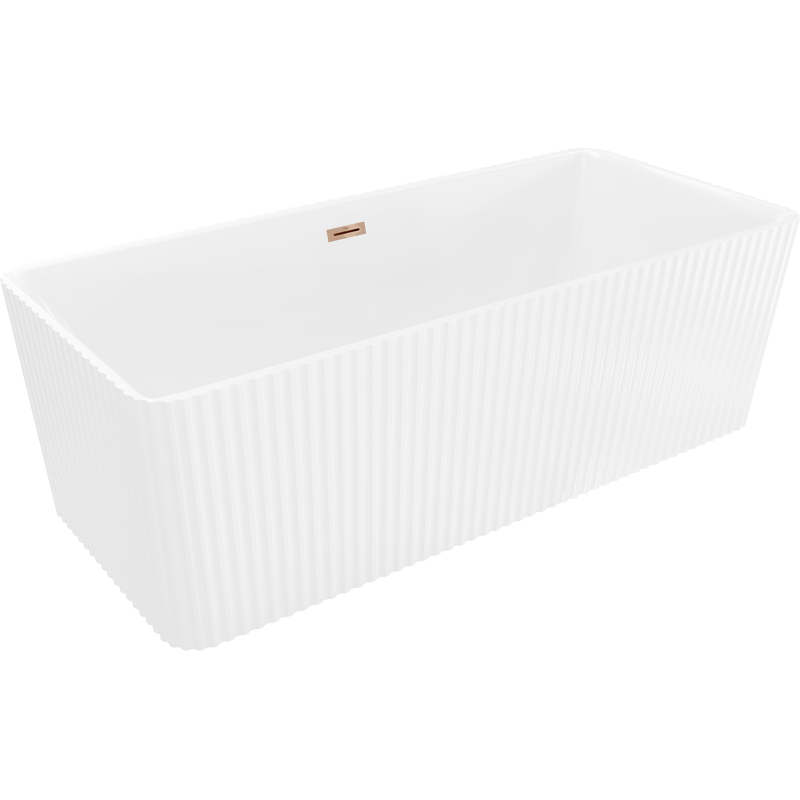 Mexen Nila cadă freestanding cu rigle 170 x 75 cm, albă, preaplin aur roz - 52841708000-60