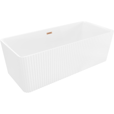 Mexen Nila cadă de baie freestanding cu caneluri 170 x 75 cm, albă, preaplin cupru periat - 52841708000-65