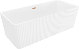Mexen Nila cadă de baie freestanding cu caneluri 170 x 75 cm, albă, preaplin cupru periat - 52841708000-65