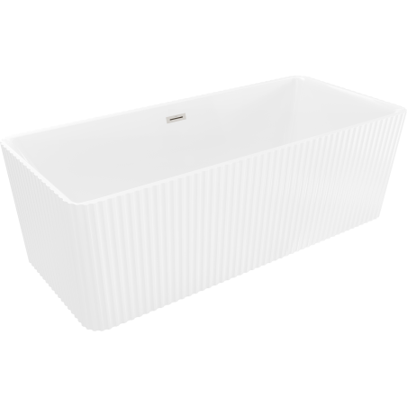 Mexen Nila cadă de baie freestanding cu striații 170 x 75 cm, albă, preaplin nichel periat - 52841708000-97