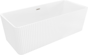 Mexen Nila szabadon álló bordázott kád 170 x 75 cm, fehér, túlfolyó selyemfényű nikkel - 52841708000-97