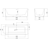 Mexen Nila cadă freestanding canelată 170 x 75 cm, albă/neagră, preaplin auriu - 52841708075-50