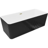 Mexen Nila cadă de baie freestanding canelată 170 x 75 cm, albă/neagră, preaplin auriu - 52841708075-50