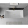 Mexen Nila cadă freestanding canelată 170 x 75 cm, albă/neagră, preaplin auriu - 52841708075-50