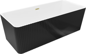 Mexen Nila cadă freestanding striată 170 x 75 cm, alb/negru, preaplin auriu periat - 52841708075-55