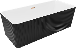 Mexen Nila cadă de baie independentă cu caneluri 170 x 75 cm, alb/negru, preaplin aur roz - 52841708075-60