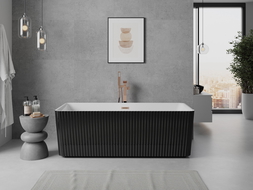 Mexen Nila cadă freestanding cu caneluri 170 x 75 cm, alb/negru, preaplin cupru periat - 52841708075-65