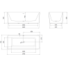 Cadă freestanding Mexen Nila 170 x 75 cm, alb/negru, preaplin gri armă periat - 52841708075-66