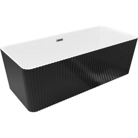 Mexen Nila szabadon álló kád bordázott 170 x 75 cm, fehér/fekete, gun gray kefélt túlfolyó - 52841708075-66