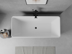 Mexen Nila cadă de baie freestanding 170 x 75 cm, alb/negru, preaplin negru - 52841708075-70