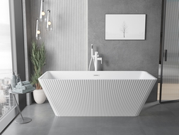 Mexen Tava cadă freestanding canelată 170 x 75 cm, albă, preaplin alb - 52851707500-20