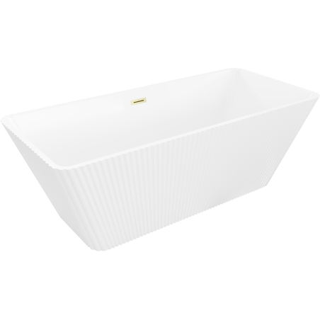 Mexen Tava cadă freestanding cu caneluri 170 x 75 cm, albă, preaplin auriu periat - 52851707500-55