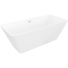 Mexen Tava cadă de baie freestanding canelată 170 x 75 cm, albă, preaplin auriu periat - 52851707500-55