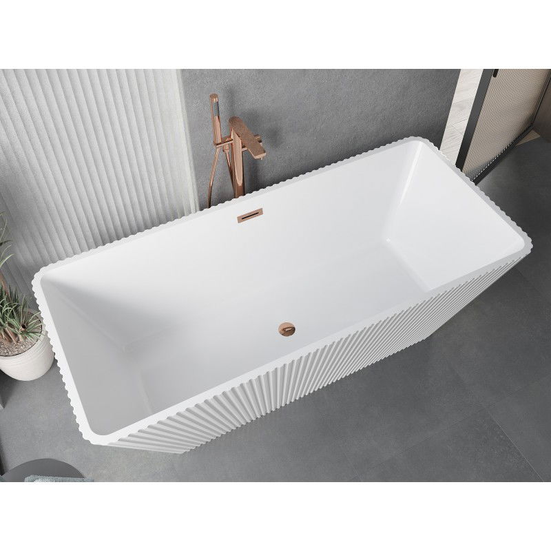Mexen Tava cadă de baie freestanding rificatul 170 x 75 cm, albă, preaplin aur roz - 52851707500-60