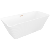 Mexen Tava szabadon álló bordázott kád 170 x 75 cm, fehér, csiszolt réz túlfolyóval - 52851707500-65