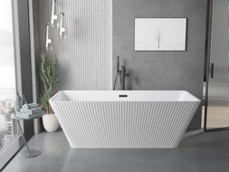 Mexen Tava cadă de baie freestanding, cu caneluri, 170 x 75 cm, albă, preaplin negru - 52851707500-70