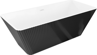 Mexen Tava szabadon álló, bordázott kád 170 x 75 cm, fehér/fekete, fehér túlfolyó - 52851707575-20