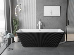 Mexen Tava önállóan álló bordázott kád 170 x 75 cm, fehér/fekete, fehér túlfolyó - 52851707575-20