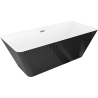 Mexen Tava szabadon álló bordázott kád 170 x 75 cm, fehér/fekete, rózsaarany lefolyó - 52851707575-60