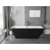 Mexen Tava cadă freestanding cu caneluri 170 x 75 cm, alb/negru, preaplin gun gray periat - 52851707575-66