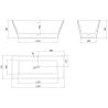 Mexen Tava cadă freestanding canelată 170 x 75 cm, alb/negru, preaplin negru - 52851707575-70