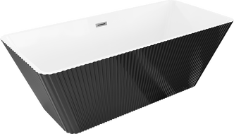 Mexen Tava szabadon álló bordázott kád 170 x 75 cm, fehér/fekete, gunmetal túlfolyó - 52851707575-95