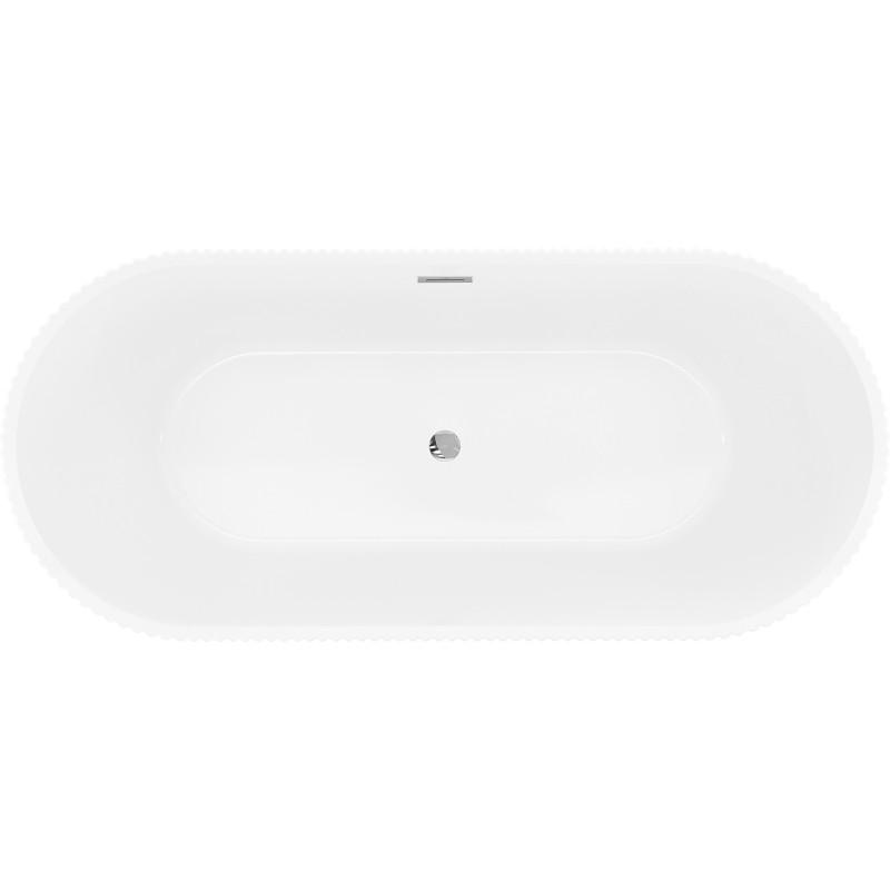 Mexen Yara cadă freestanding canelată 170 x 75 cm, albă, preaplin crom - 52861707500-01