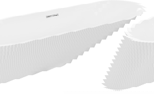 Mexen Yara cadă freestanding canelată 170 x 75 cm, albă, preaplin crom - 52861707500-01