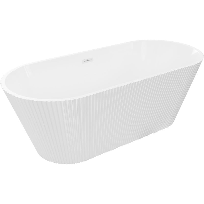 Mexen Yara cadă freestanding cu nervuri 170 x 75 cm, albă, preaplin alb - 52861707500-20