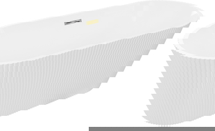 Mexen Yara cadă de sine stătătoare cu striații 170 x 75 cm, albă, preaplin auriu - 52861707500-50