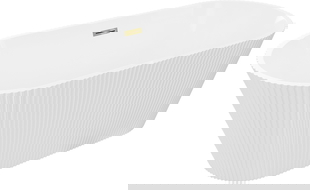 Mexen Yara cadă freestanding canelată 170 x 75 cm, albă, preaplin auriu - 52861707500-50