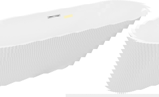 Mexen Yara cadă de baie freestanding canelată 170 x 75 cm, albă, preaplin auriu periat - 52861707500-55