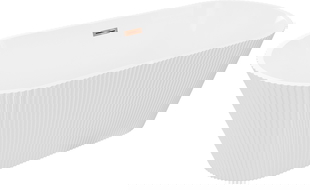 Mexen Yara cadă freestanding striată 170 x 75 cm, albă, preaplin aur roz - 52861707500-60