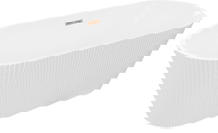 Mexen Yara cadă de baie freestanding canelată 170 x 75 cm, albă, preaplin cupru periat - 52861707500-65