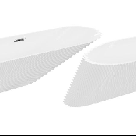 Mexen Yara szabadon álló bordázott kád 170 x 75 cm, fehér, gun gray szálcsiszolt túlfolyó - 52861707500-66